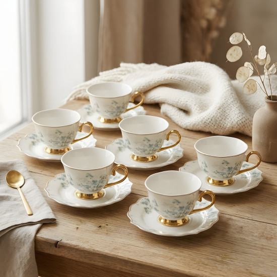 Tea Cup and Saucer Set - 6 Pcs